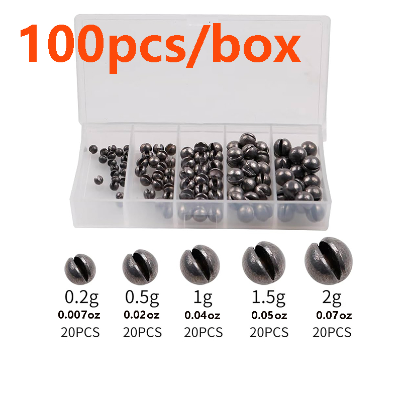 Fishing Lure Box - 100 Stück/Box Einzelöffnungs-Bleisinker-Set für Angeln, Bleiclips,