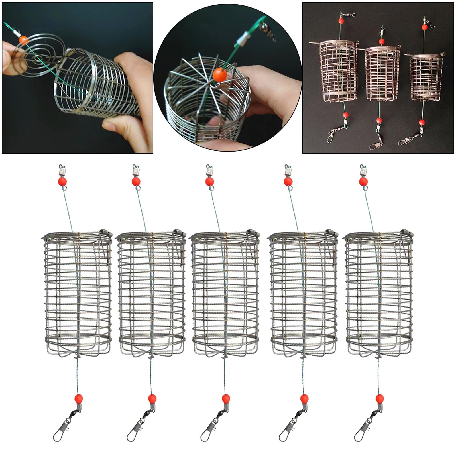 Fishing Lure Box - 5x Solide Angeln Feeder Käfig Falle