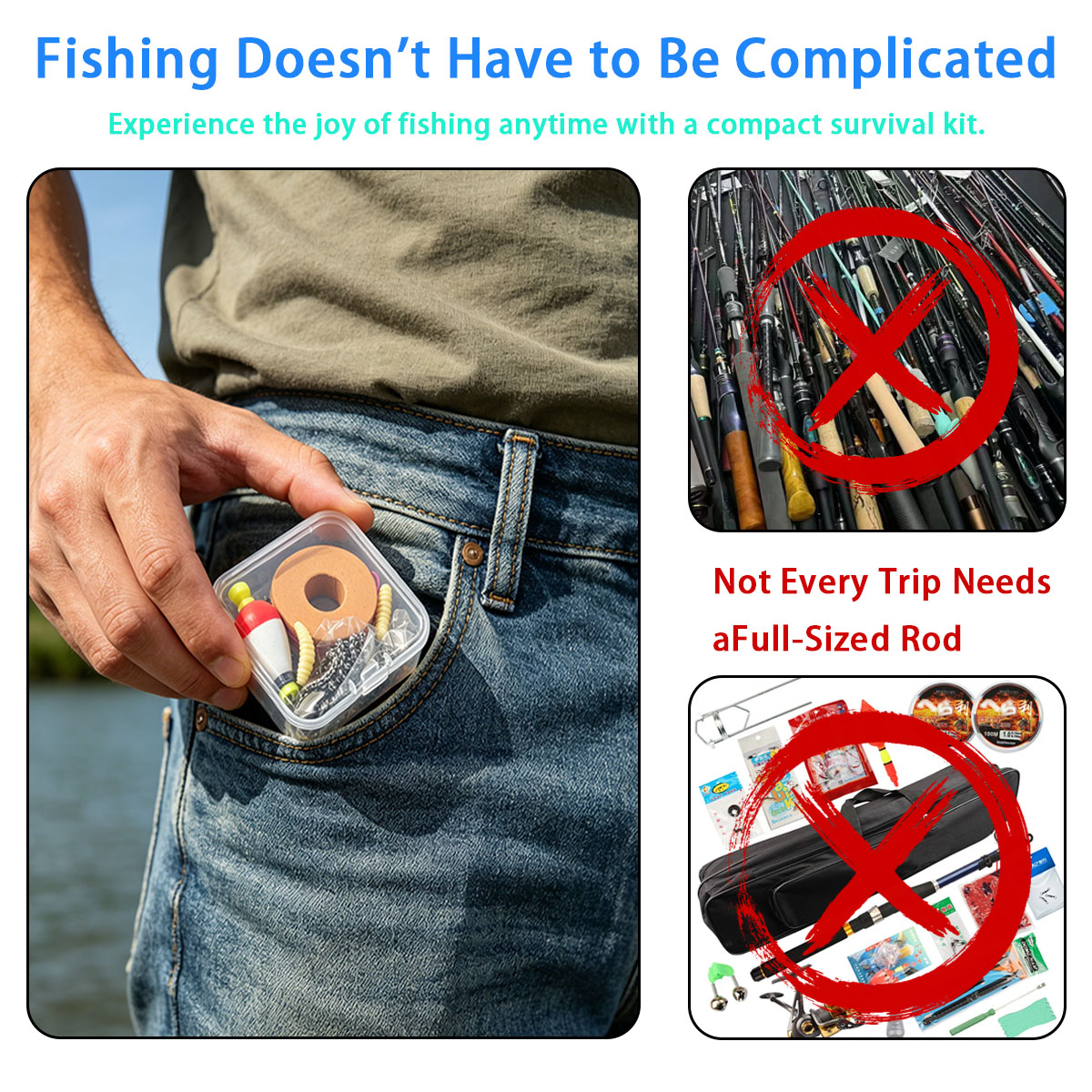 Fishing Lure Box - Tragbares Notfall-Angelset, tragbares Notfall-Angelset für den
