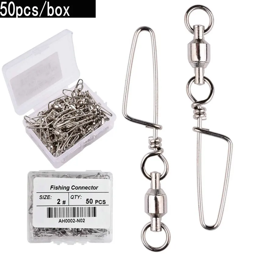 Fishing Lure Box - 50 Stück Angel-Kugellager-Wirbel mit Coastlock Snap