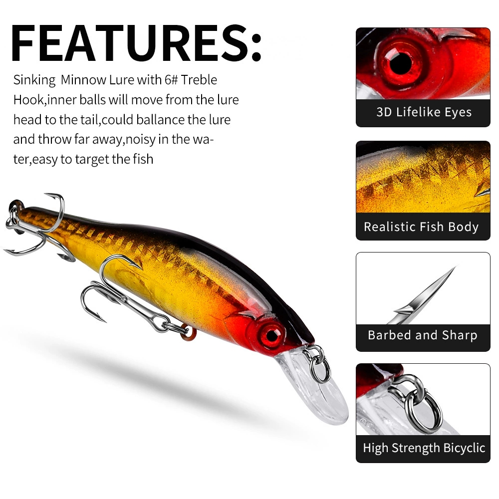 5 Farben Tintenfisch-Minnow-An – Fishing Lure Jerkbait Bewertung und Preis